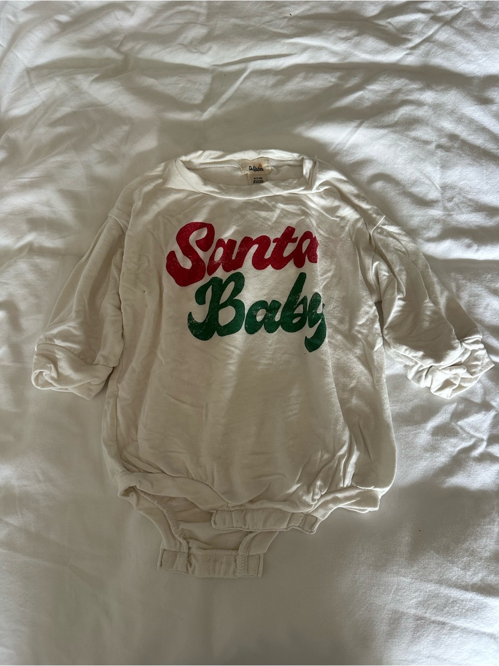 Santa Baby White Graphic Bodysuit - Kids One Piece